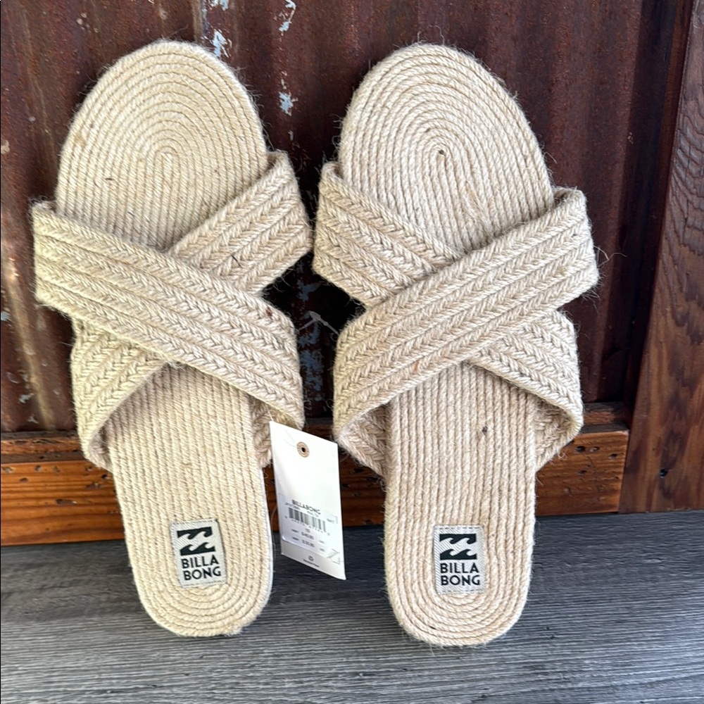 Billabong Beige Woven Slide Sandals - Picture 2 of 4
